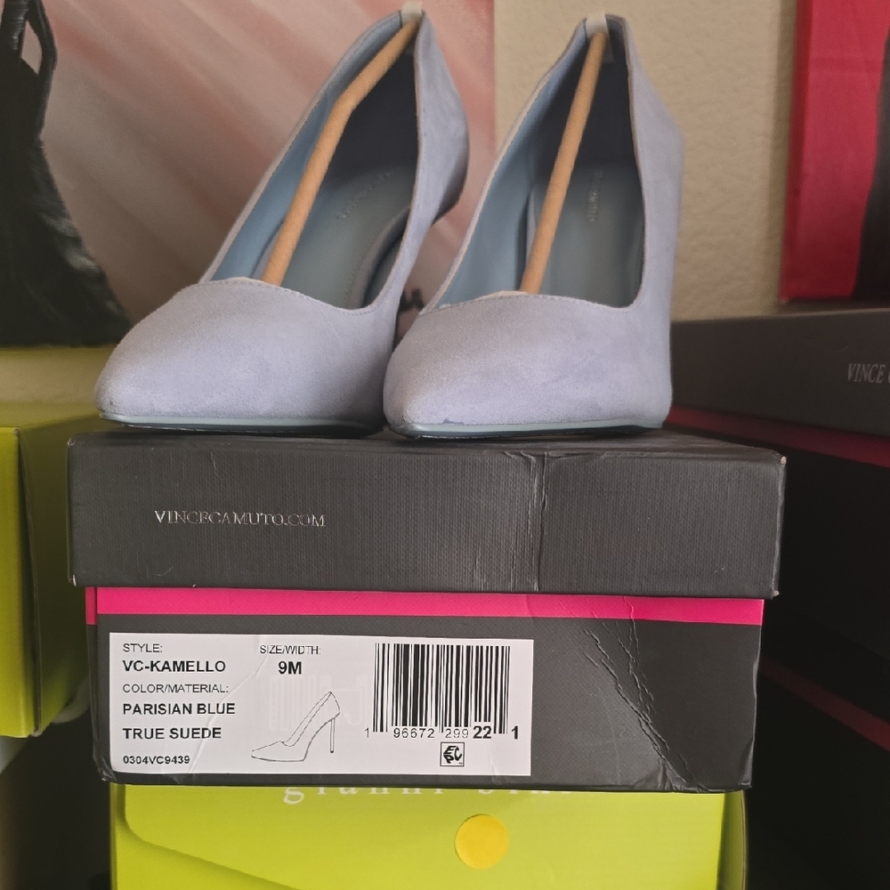 Vince Camuto Parisian Blue True Suede Pointed-Toe Pumps